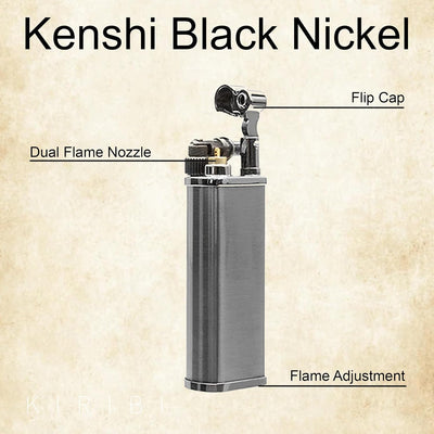 Encendedor tubos japonés recargable ajustable níquel negro