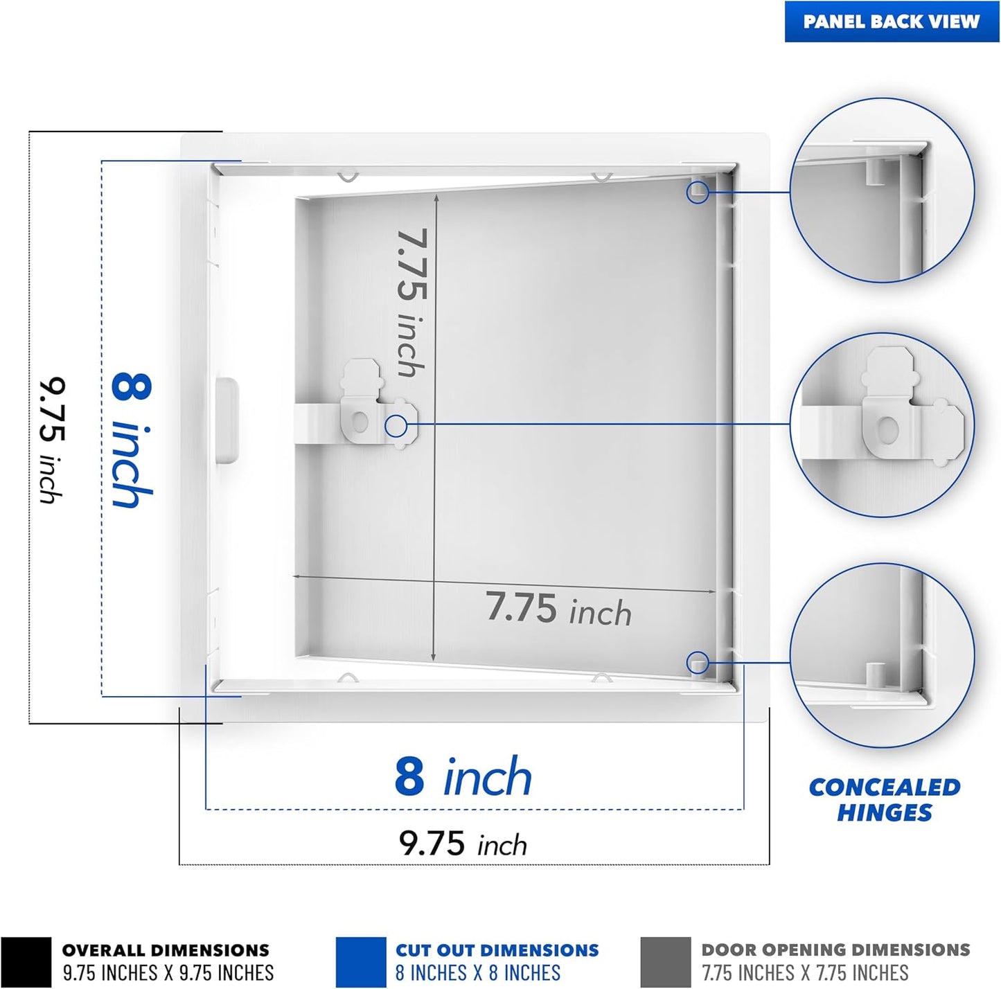Panel acceso acero 8x8pulg contemporáneo blanco