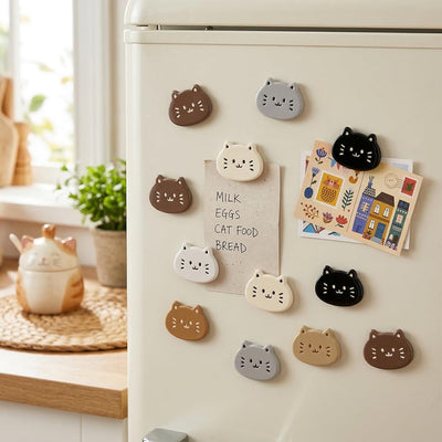 Imanes decorativos de resina en forma de gato para nevera, oficina y cocina