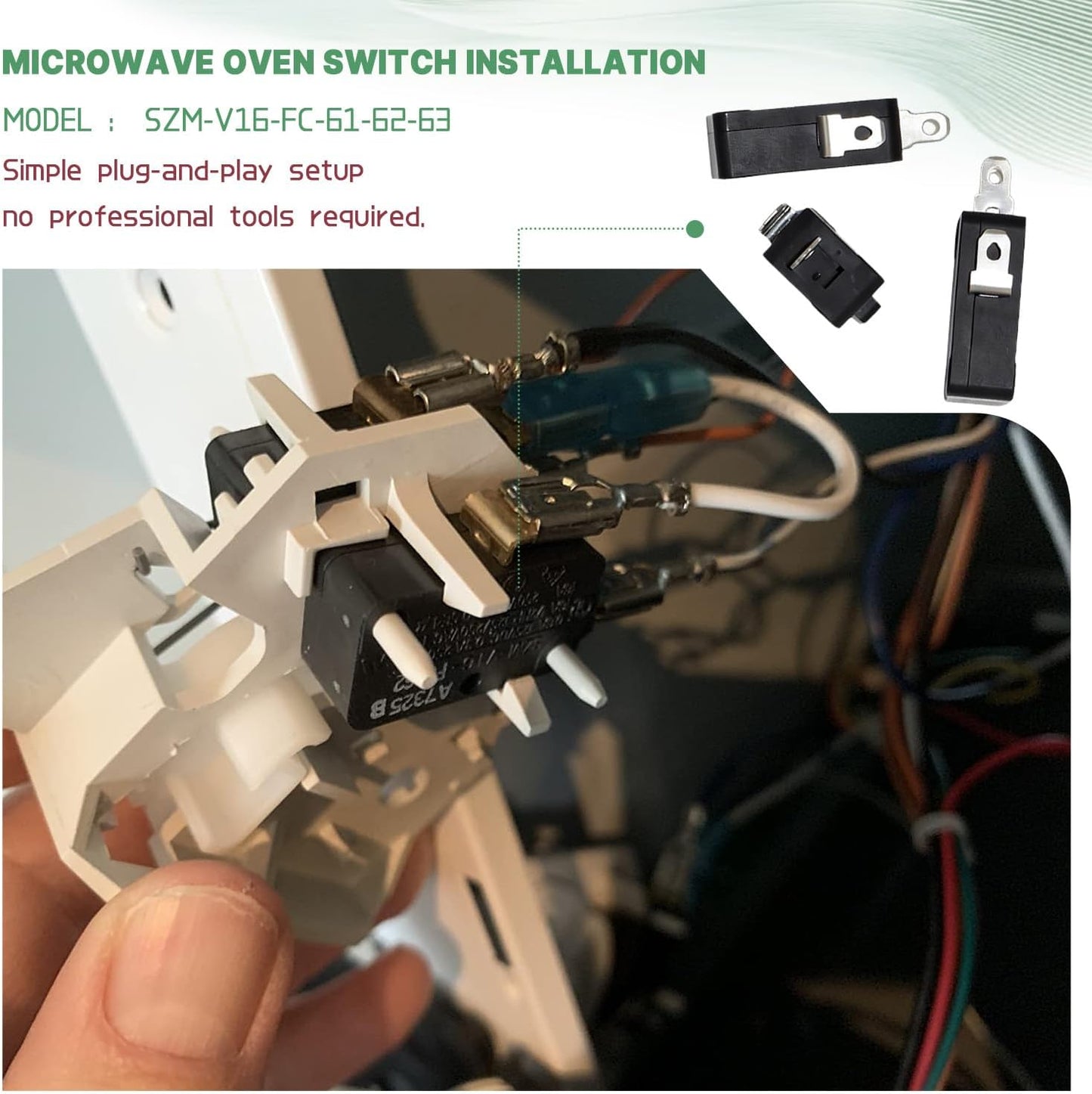 Interruptor de puerta para microondas Whirlpool SZM-V16-FC-61 62 63