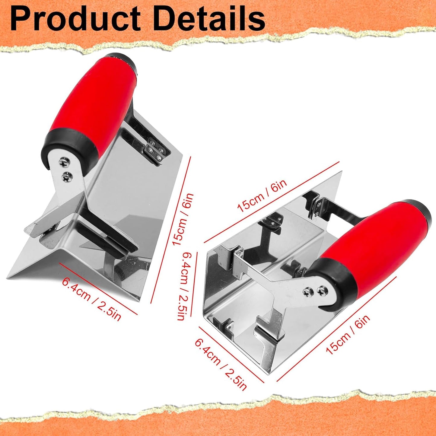 Set 2 Herramientas Hormigón Paletas Esquina Yeso Cuchillo Acero Inox