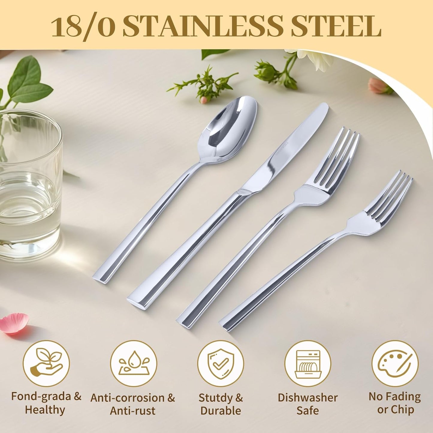 Set Cubiertos Acero Inox Pulido Hogar Cocina Hotel Boda