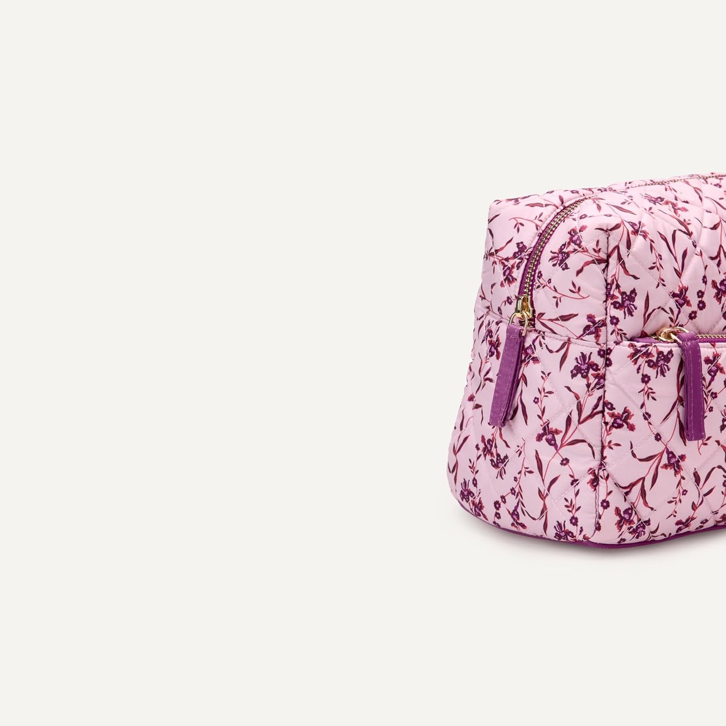 Bolsa maquillaje acolchada viaje mujer malla rosa