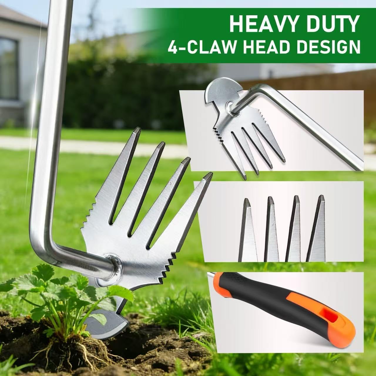 Extractor malezas 2en1 acero manganeso 4 púas afiladas