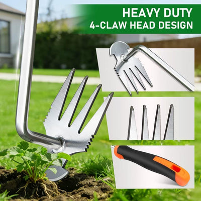Extractor malezas 2en1 acero manganeso 4 púas afiladas
