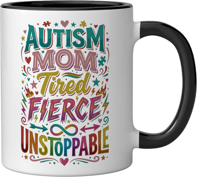 Taza Cerámica para Mamá Autista Negro/Blanco