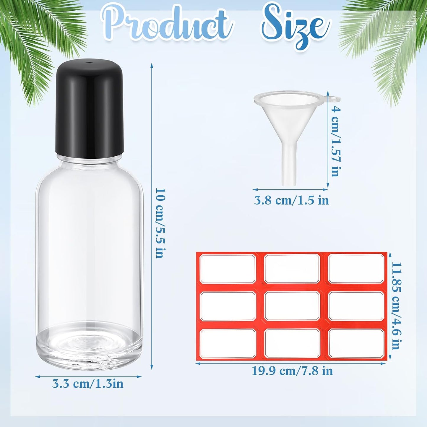 24 Botellas Vidrio 1.0oz Aceite Esencial Acero Inox