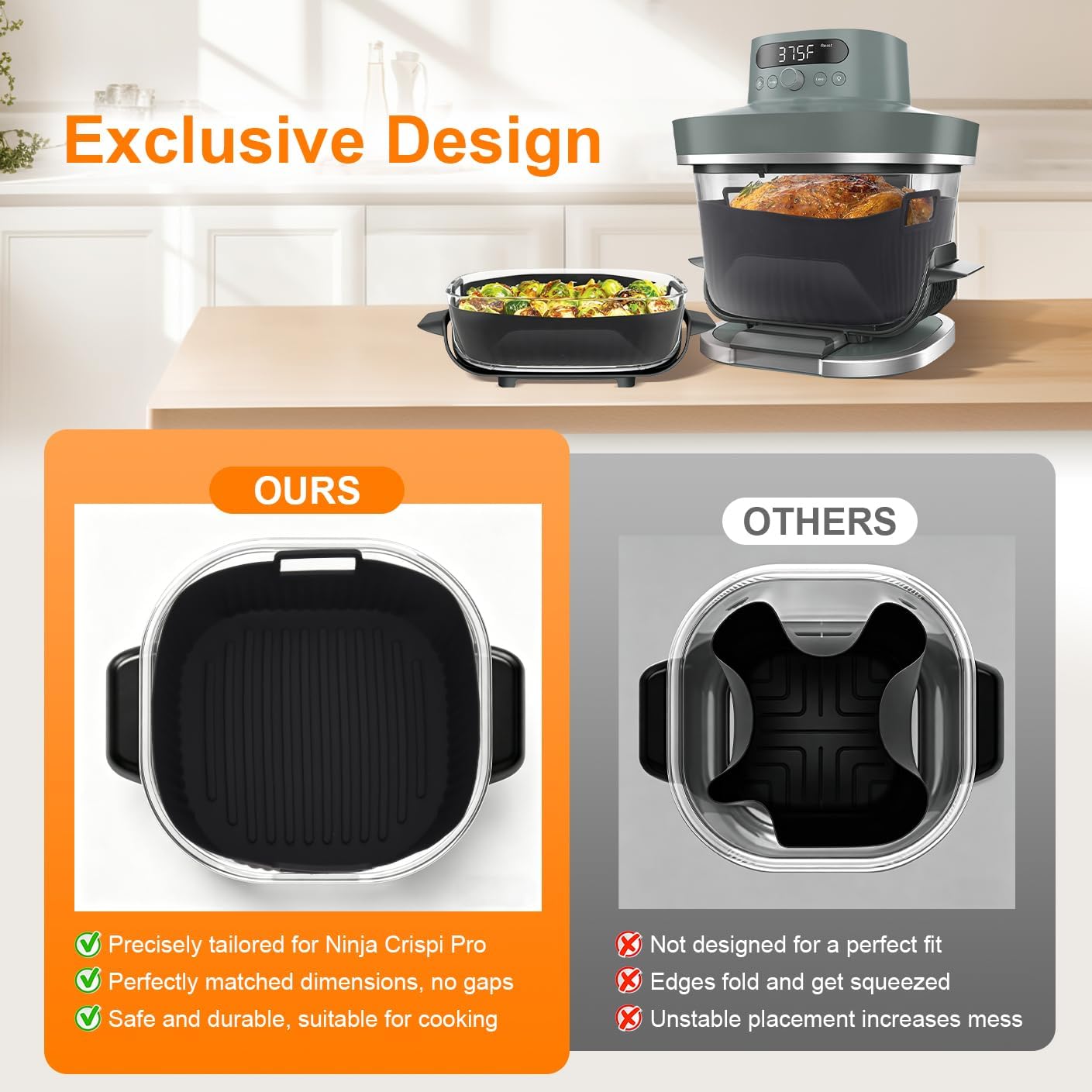 Liner silicona cuadrado para air fryer Ninja 5-6.5qt