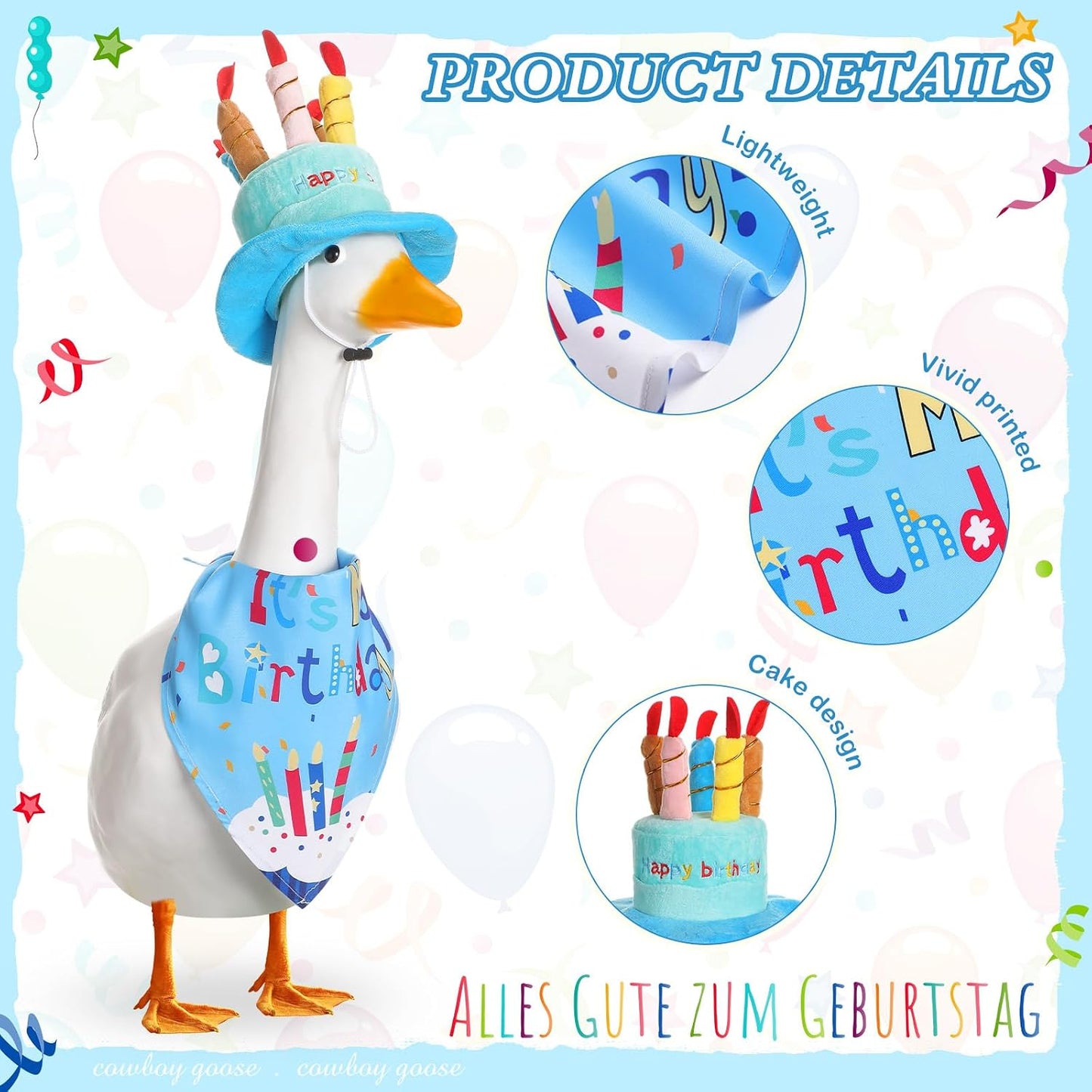 Disfraz ganso cumpleaños con sombrero y bandana