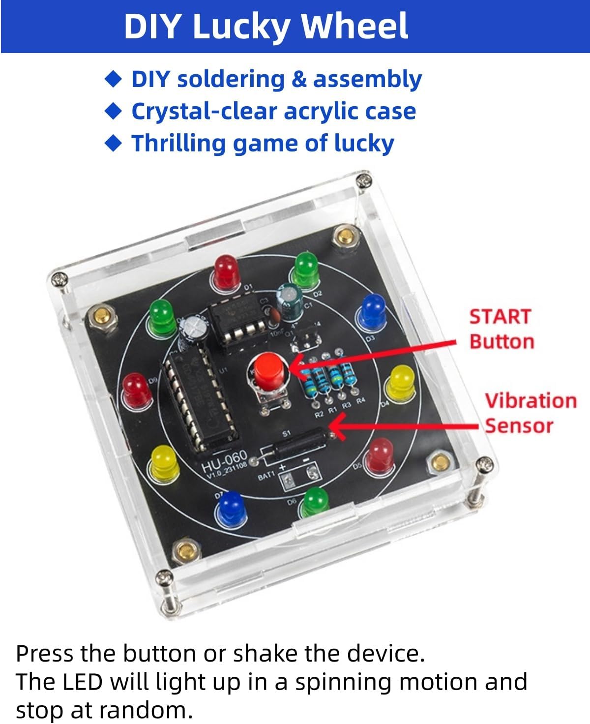 Kit soldadura rueda suerte PCB gabinete avanzado