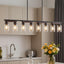 Iluminación isla cocina 8 luces lámpara lineal rústica 60pulg