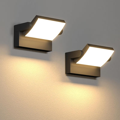 Luces inundación exterior aluminio LED garaje negro 3000K pack 2