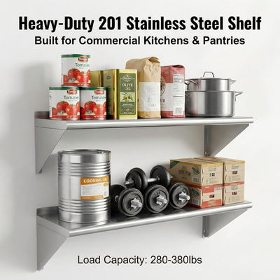 Estante acero inox 12x48pulg set 2 para garaje