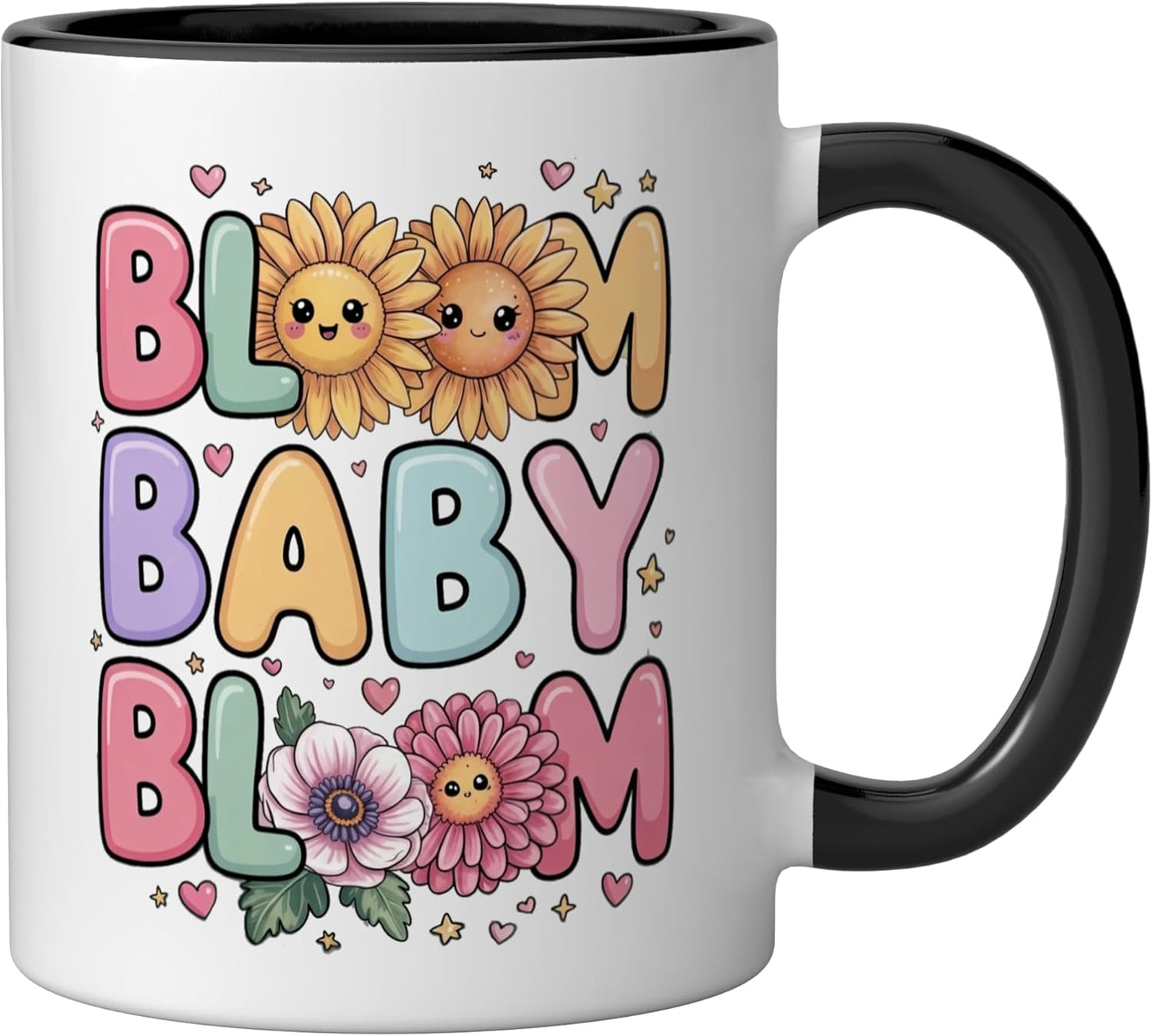 Taza Cerámica para Amantes de las Flores y Jardinería Negro/Blanco