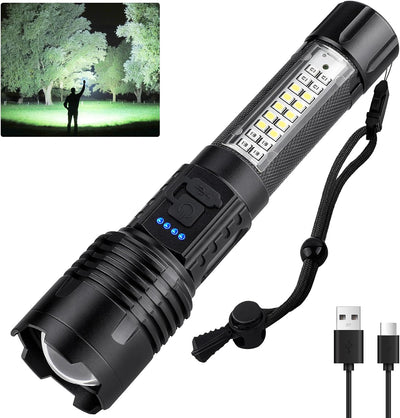 Linterna LED recargable 7 modos impermeable para acampar