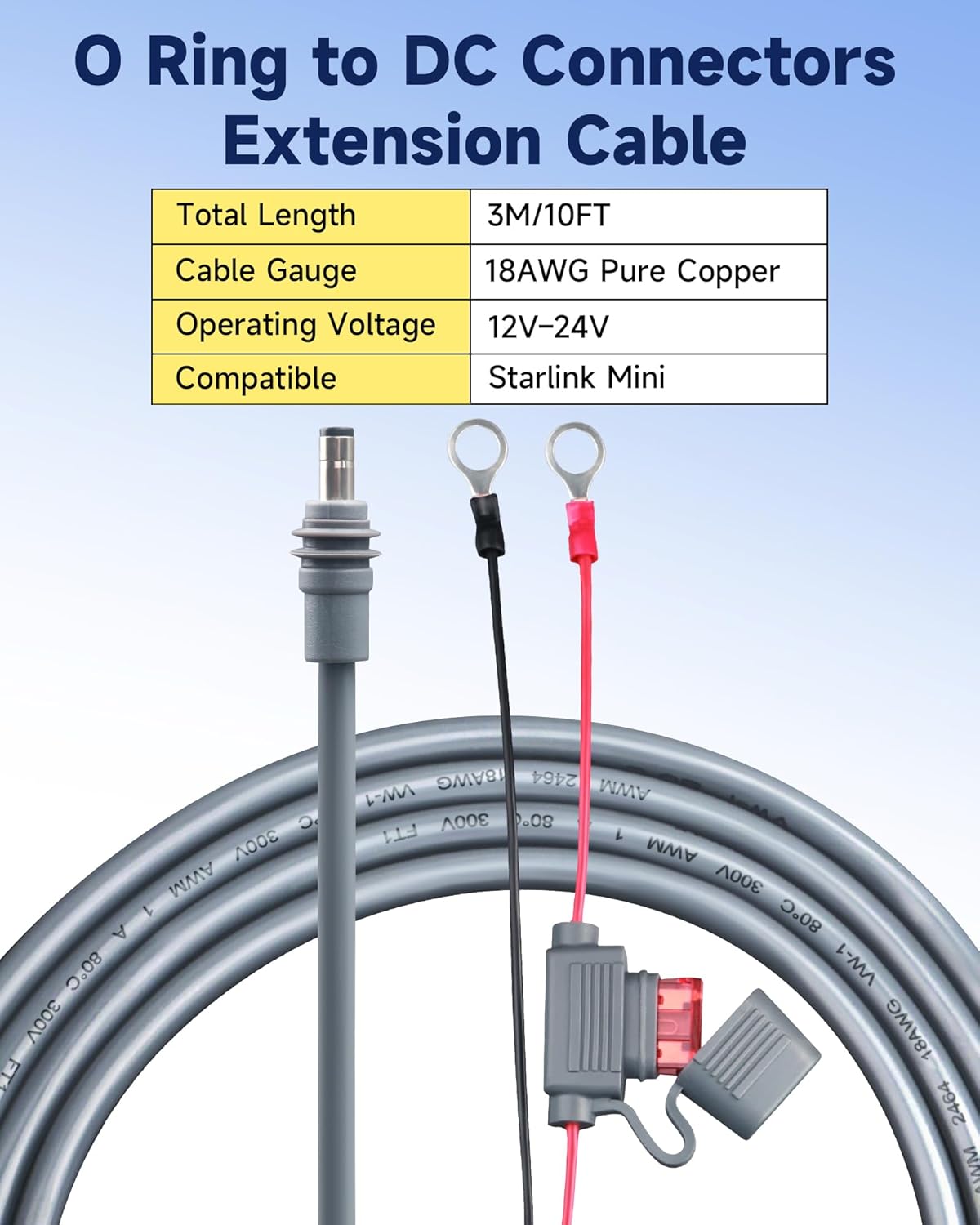 Cable anillo tórico Starlink Mini 10pies 18AWG