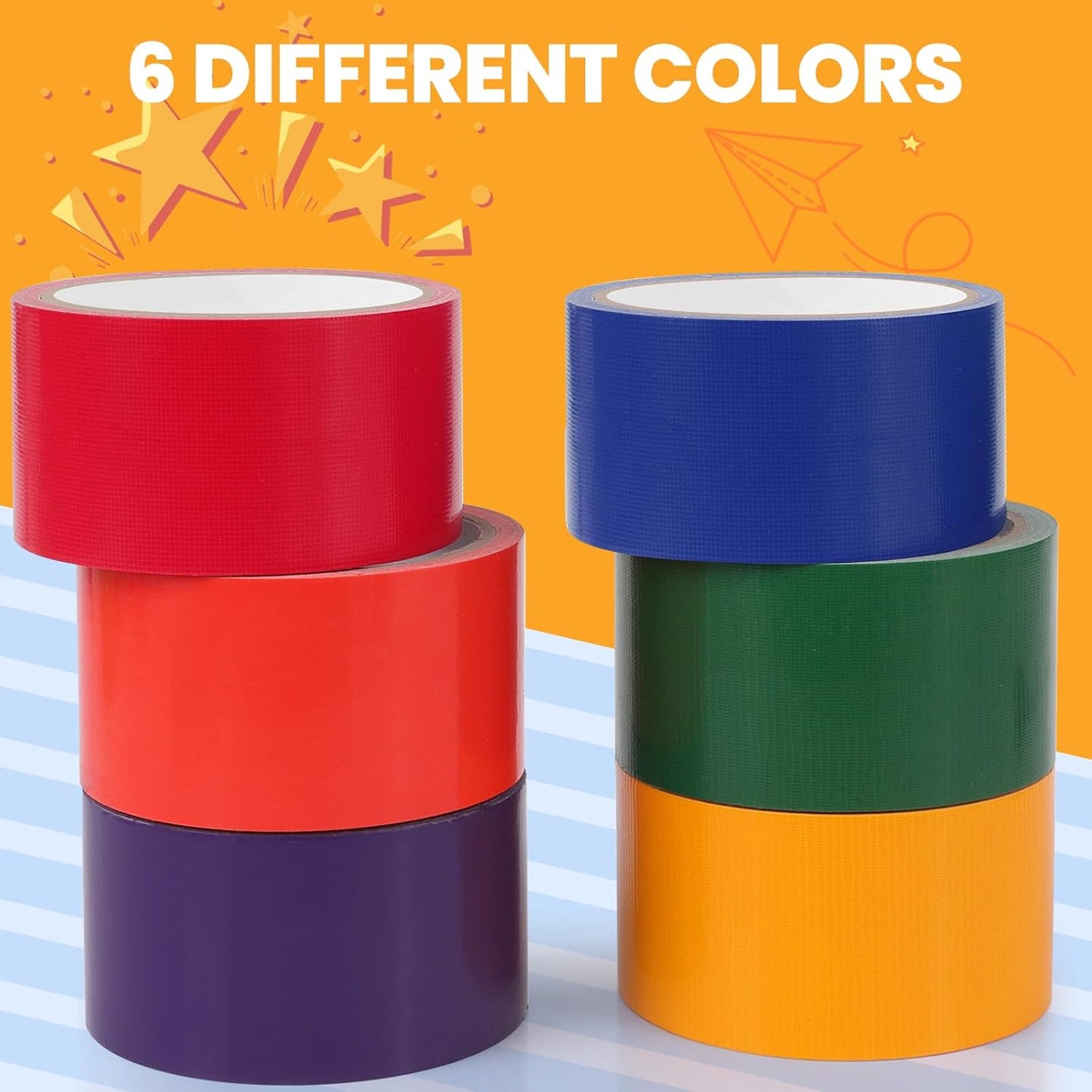 Pack 6 cintas adhesivas arcoíris 10yd x2pulg resistente