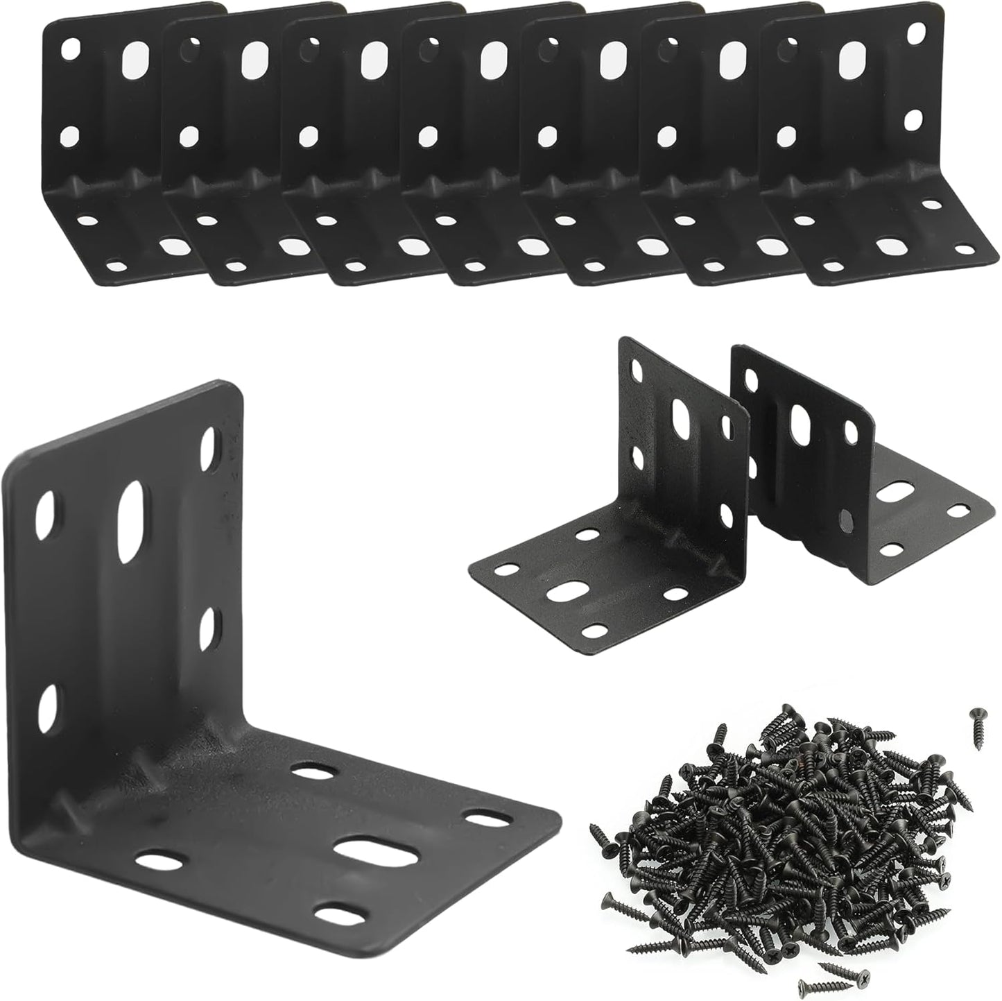 30 Soportes En L Negro Metal Resistente Para Muebles
