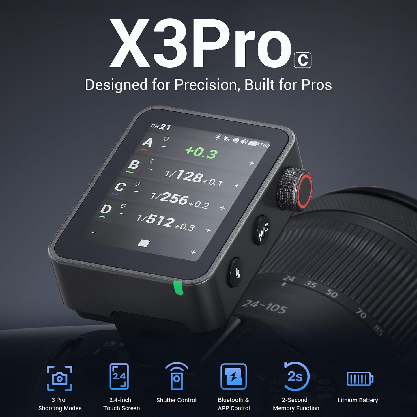 Disparador flash X3Pro para Canon 2.4 GHz Bluetooth