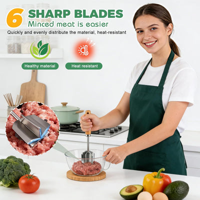 Picadora carne acero inox 304 con 6 cuchillas curvas