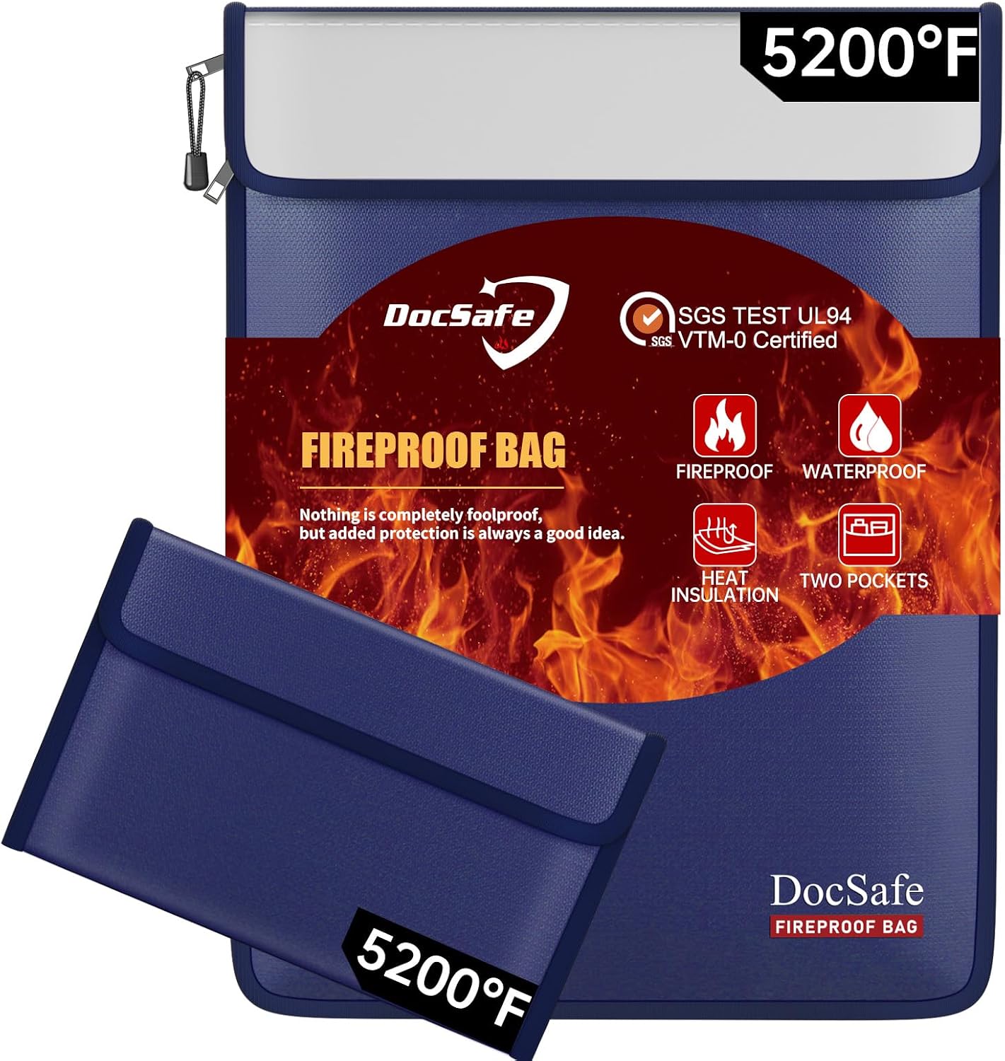 Bolsa documentos ignífuga 8 capas aislante