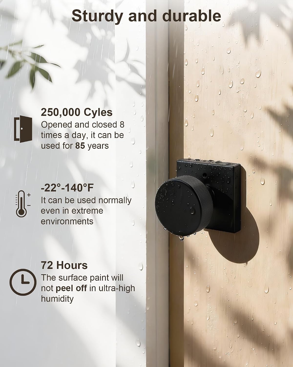 Pomos puerta interior negro roseta cuadrada moderno set 3