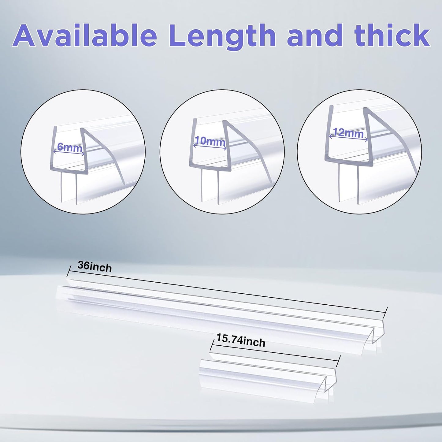 Sello puerta ducha PVC ultra transparente set 4