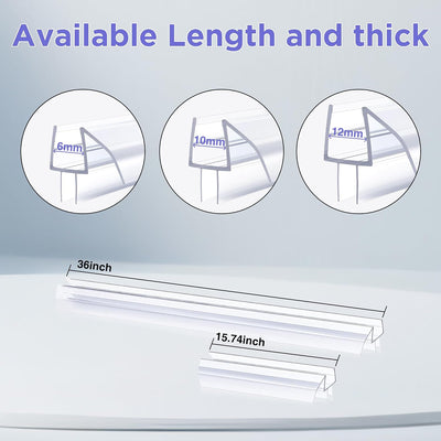 Sello puerta ducha PVC ultra transparente set 4