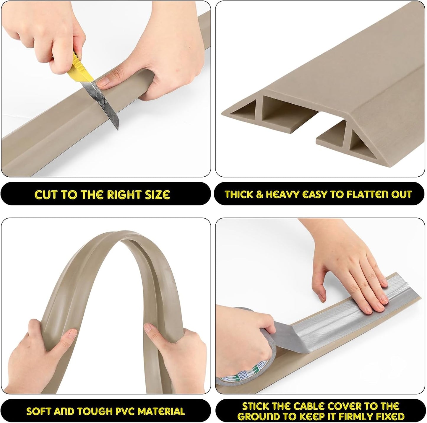 Cubierta cable suelo protector resistente beige 30pies