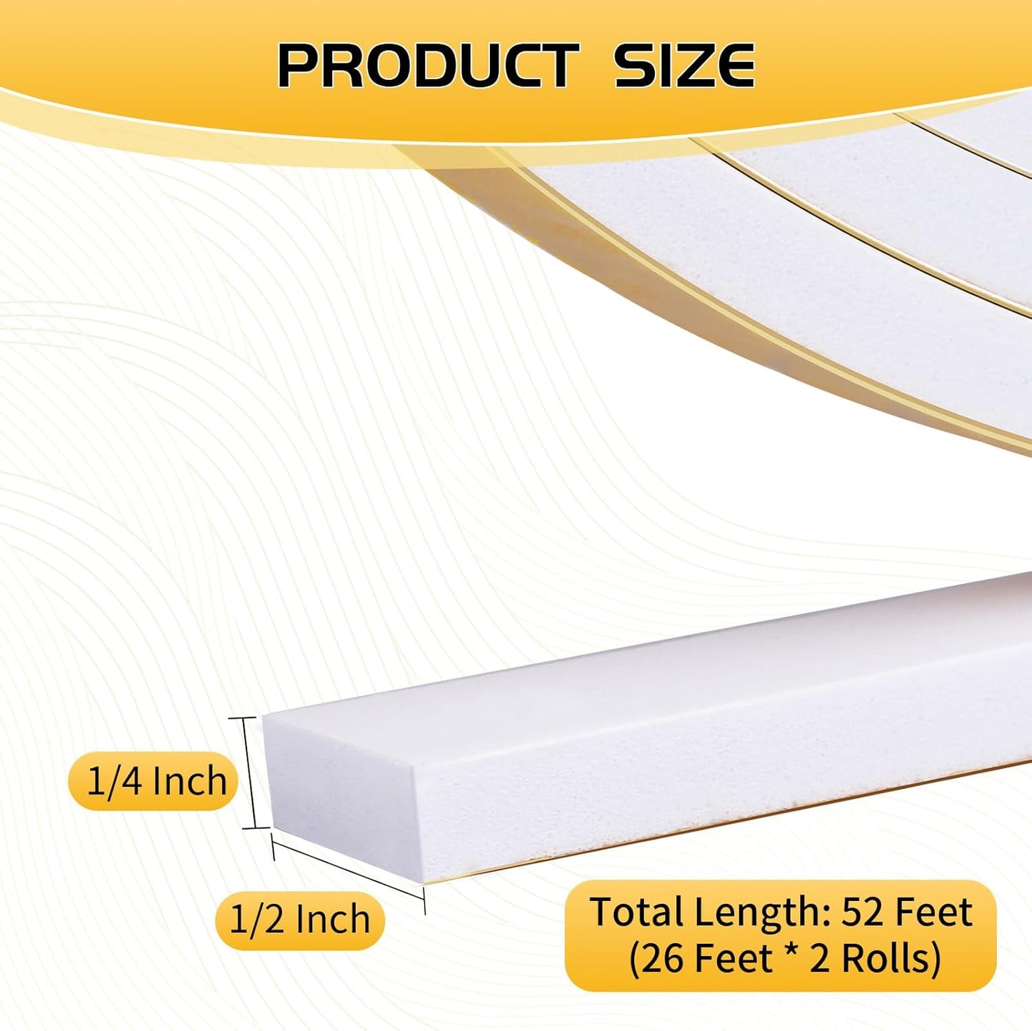 Sello puerta 52ft tira 1/2x1/4 pulg espuma aislante autoadhesiva