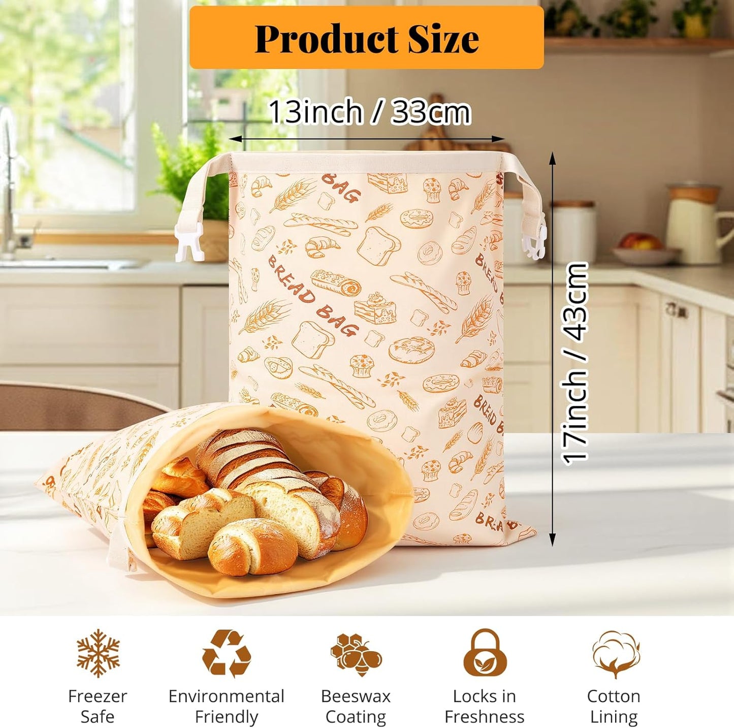 2 Bolsas Pan Cera Abeja Almacenamiento Orgánico Reutilizable