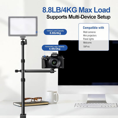 Soporte mesa escritorio cámara ajustable 360° brazo 10.2pulg carga 8.8lb