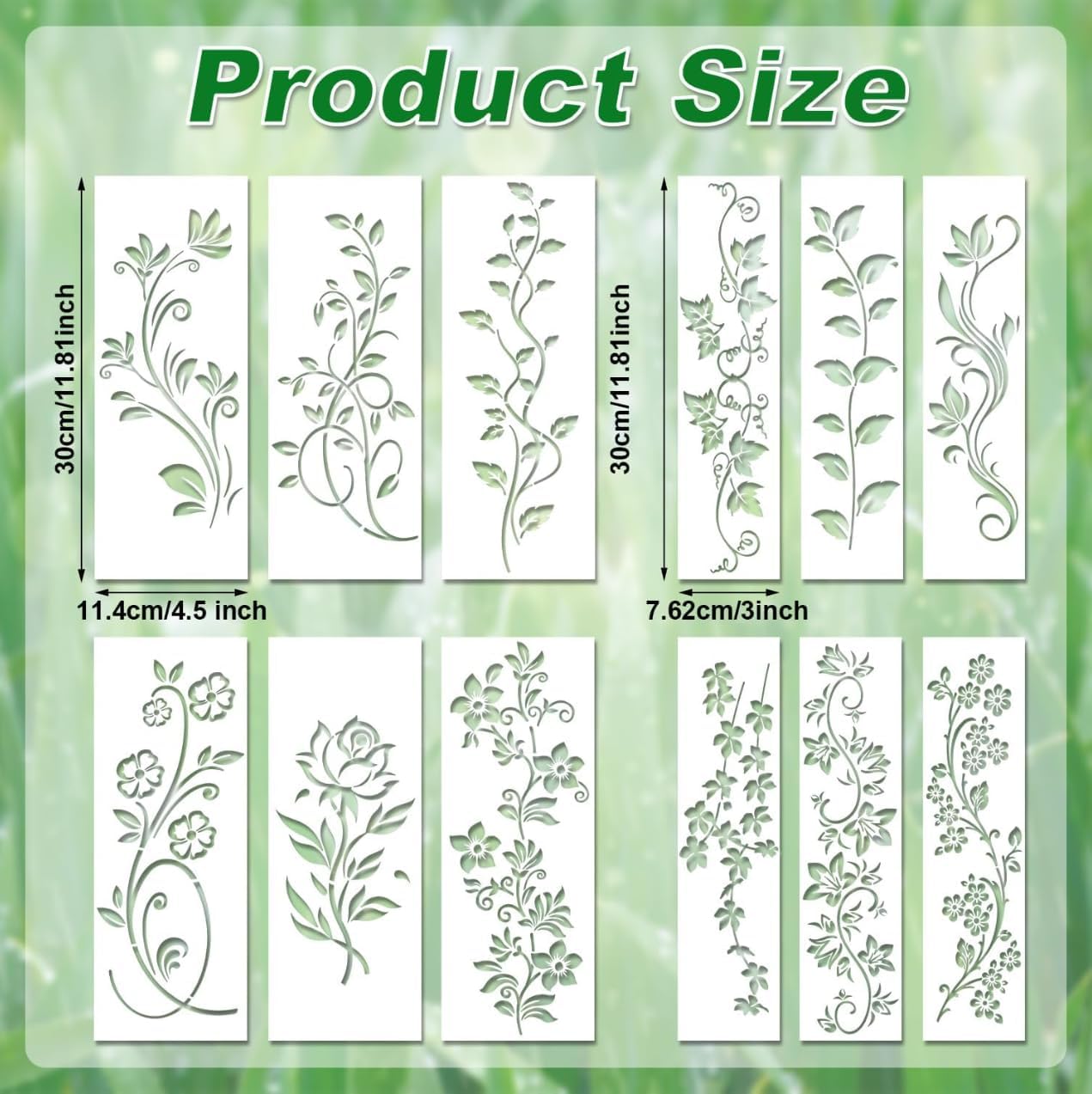 12 Plantillas Vid Flores Reutilizables Pared Madera Tela