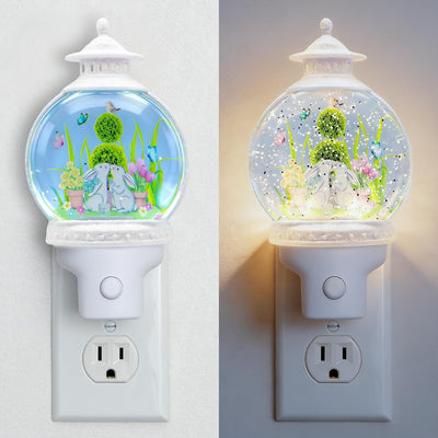 Luz Nocturna Conejo LED con Purpurina Giratoria para Niños