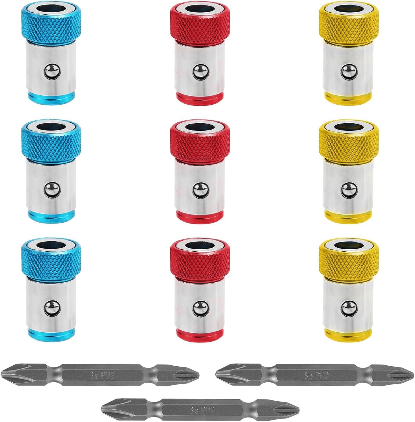 9 Anillos Destornillador Magnético PH2 Soporte Repuesto