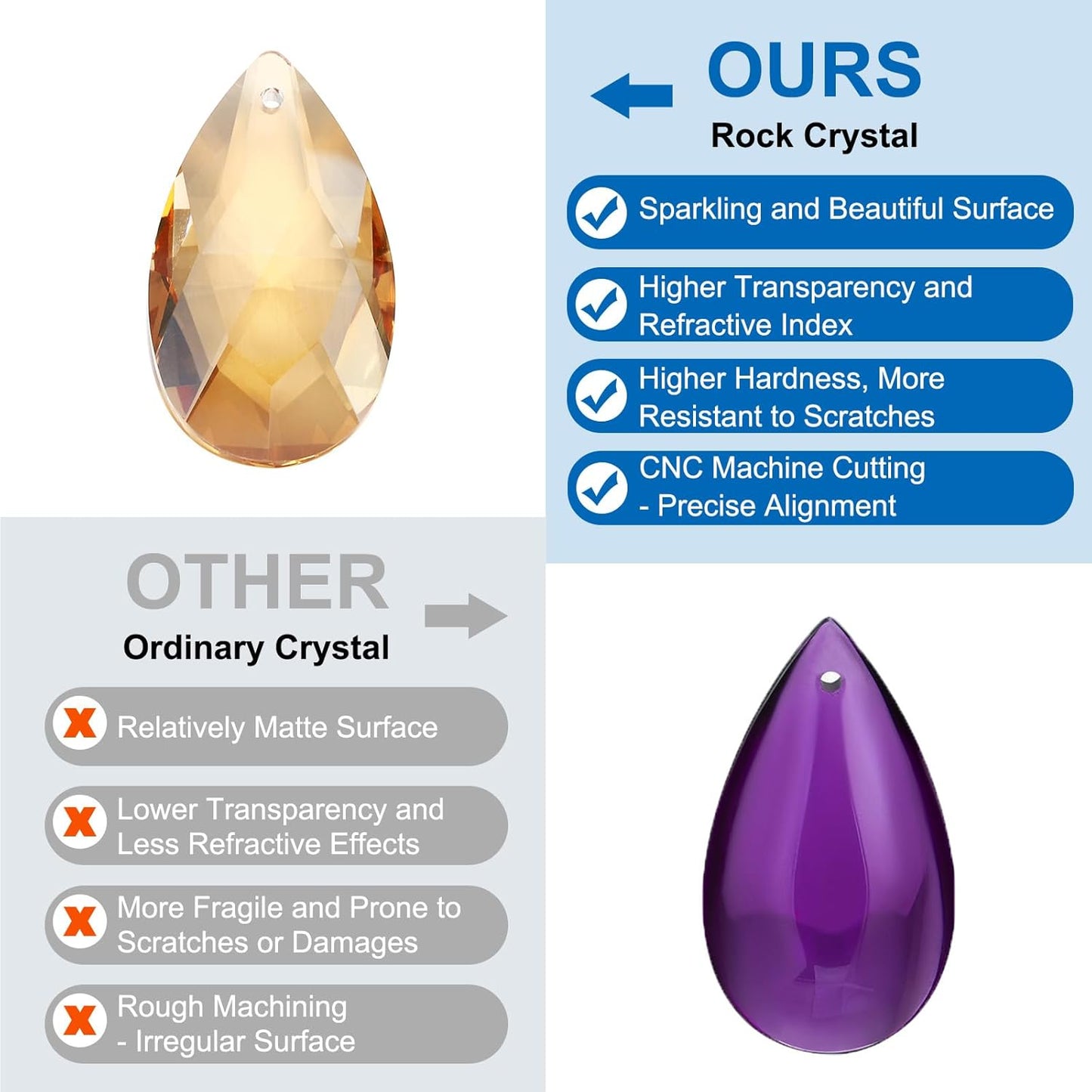 Colgantes de cristal forma lágrima 8 pzas 3.96pulg