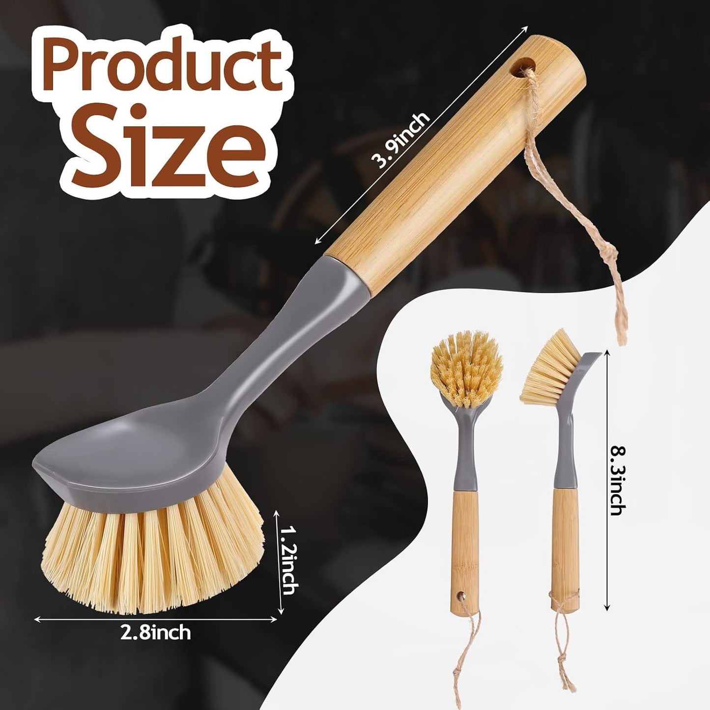 Cepillo cocina 8 pzas mango bambú raspador integrado