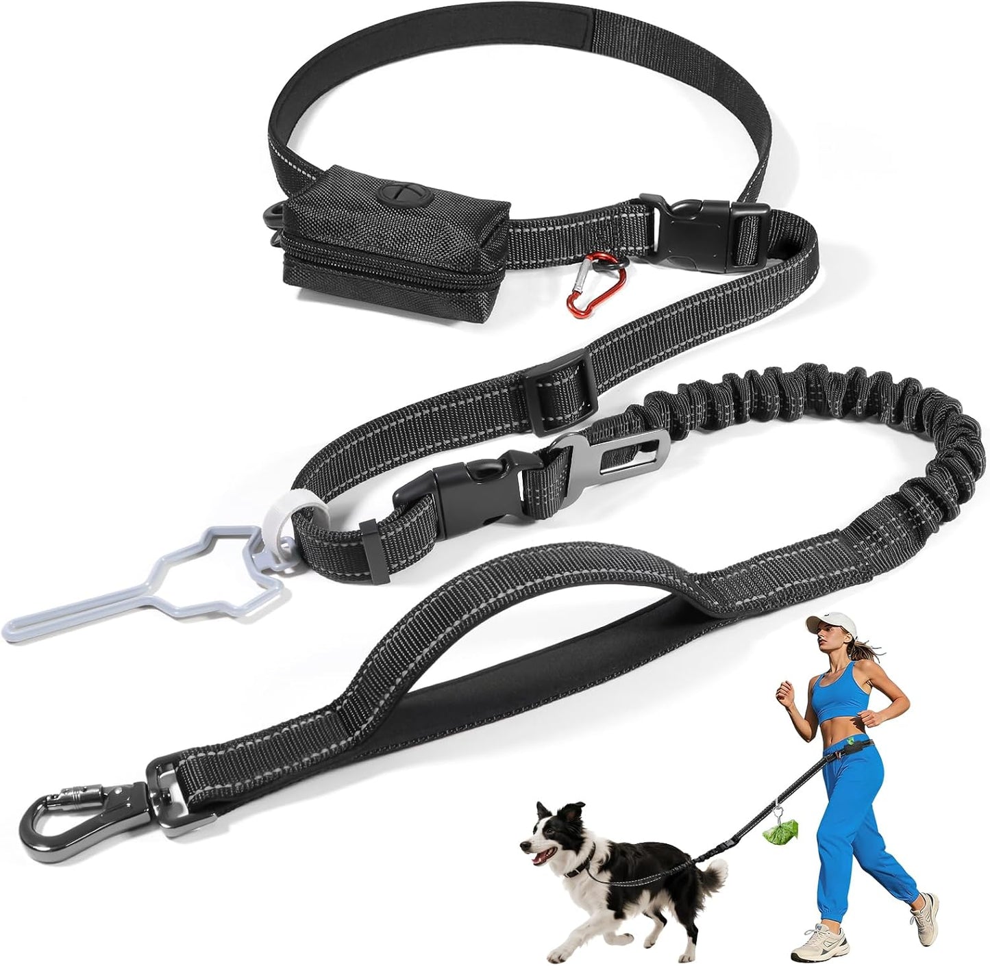 Correa perro 4en1 ajustable 4-6pies clip seguridad