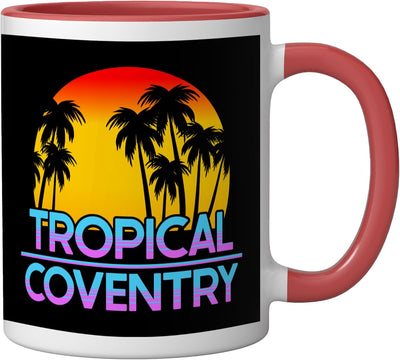 Taza cerámica Coventry UK con diseño británico de clima divertido rojo/blanco
