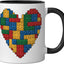 Taza cerámica Hearts Blocks Brick Builder en negro/blanco
