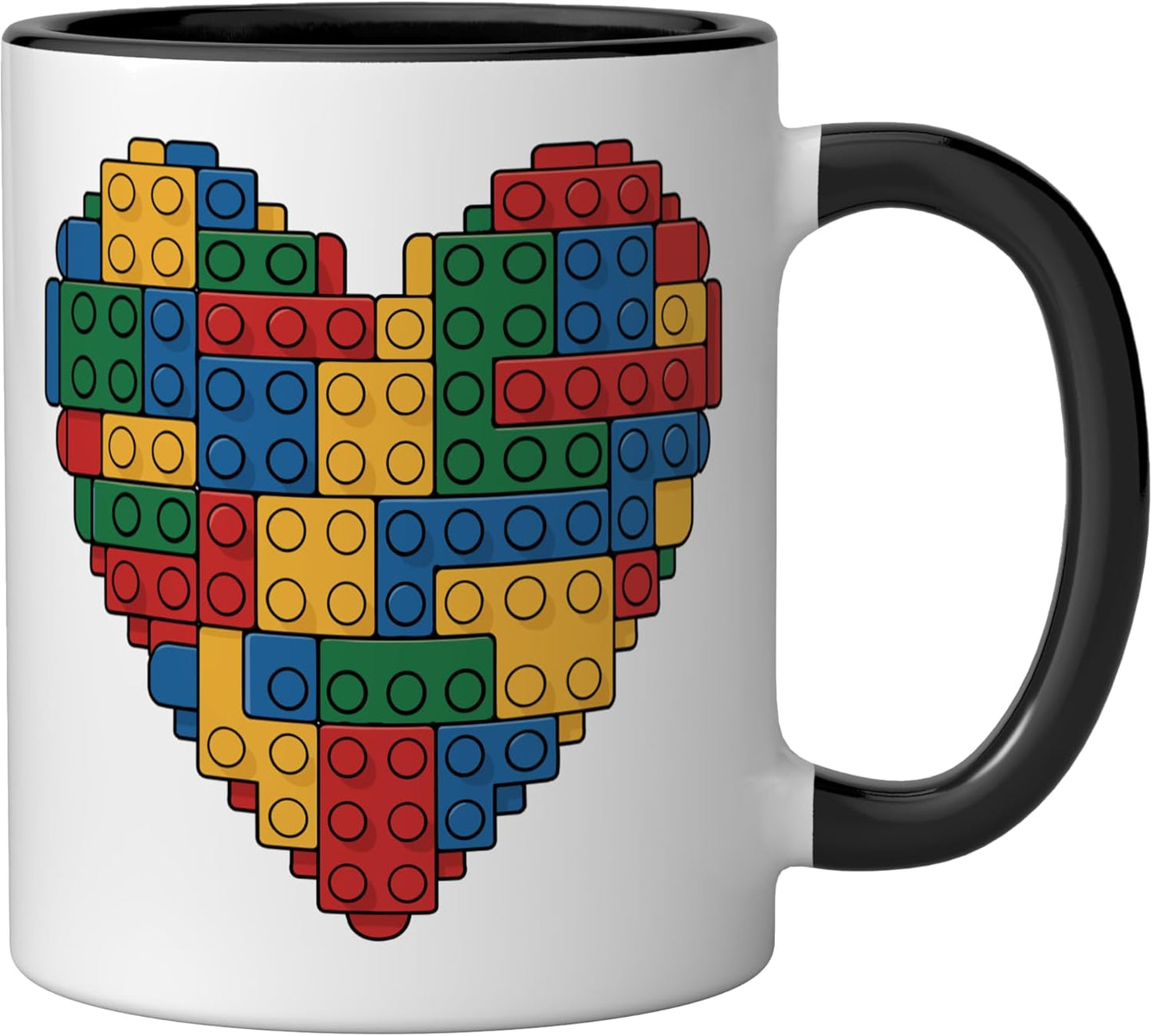 Taza cerámica Hearts Blocks Brick Builder en negro/blanco