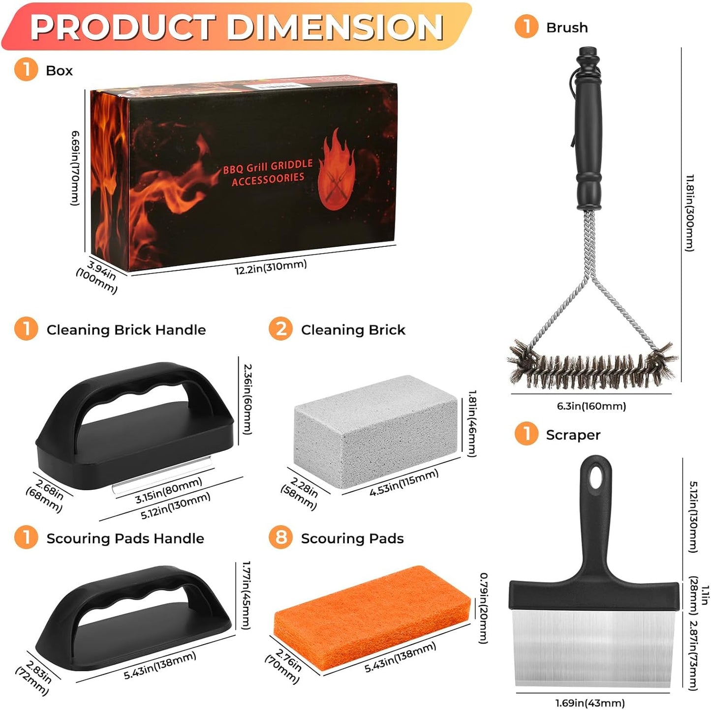 Kit limpieza plancha Blackstone con piedra raspador y almohadilla