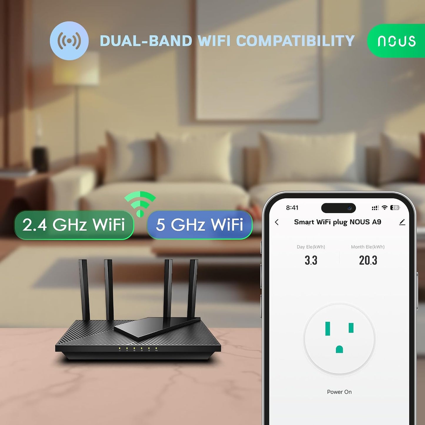 Enchufe Inteligente Wi-Fi 15A con Monitoreo Energía