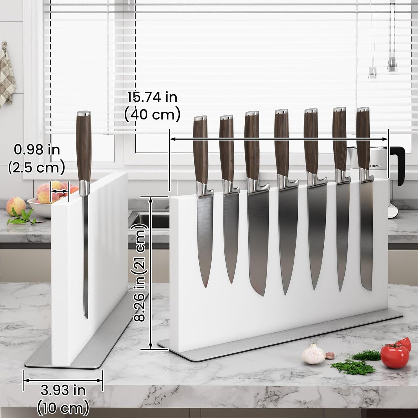 Bloque magnético cuchillos acero inox doble cara