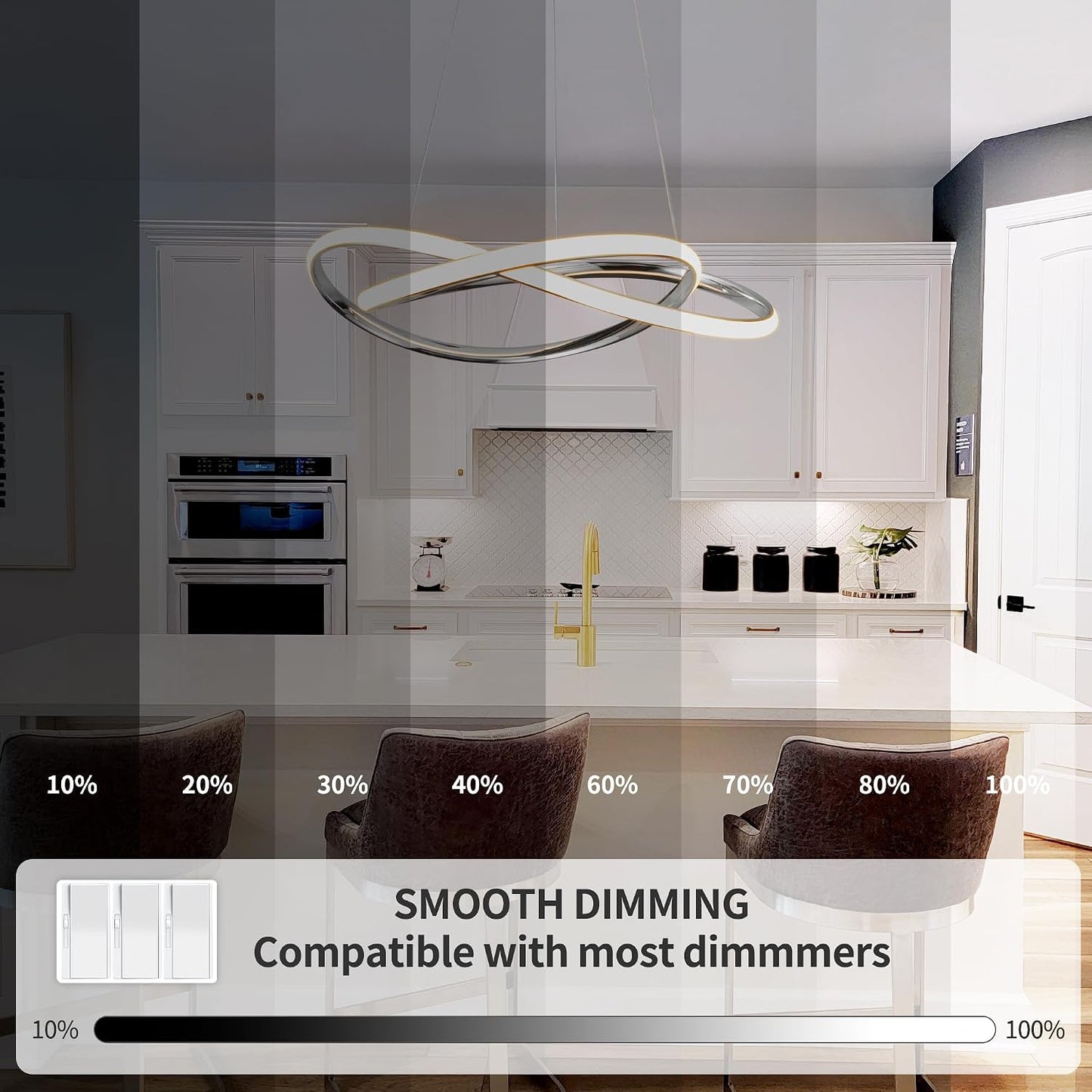 Lámpara colgante LED moderna ajustable 20pulg color plata