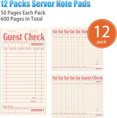 Libros de cheques de invitados para servidores paquete de 12 600 hojas papel natural