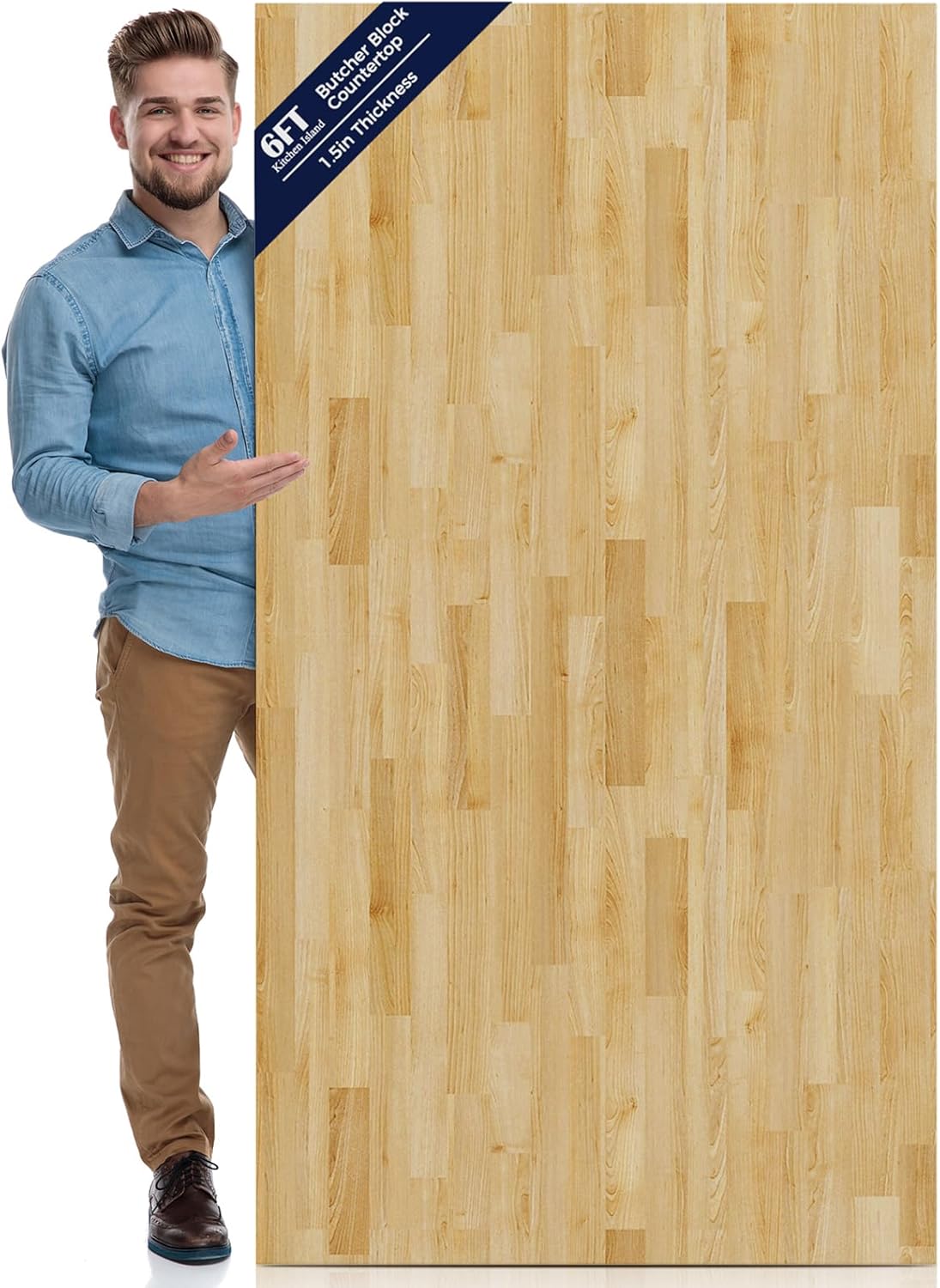 Encimera madera maciza abedul sin terminar 72x39pulg