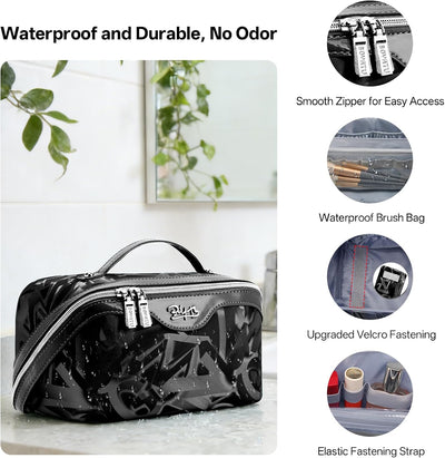 Neceser cuero vegano 3 bolsas maquillaje viaje A-2-negro