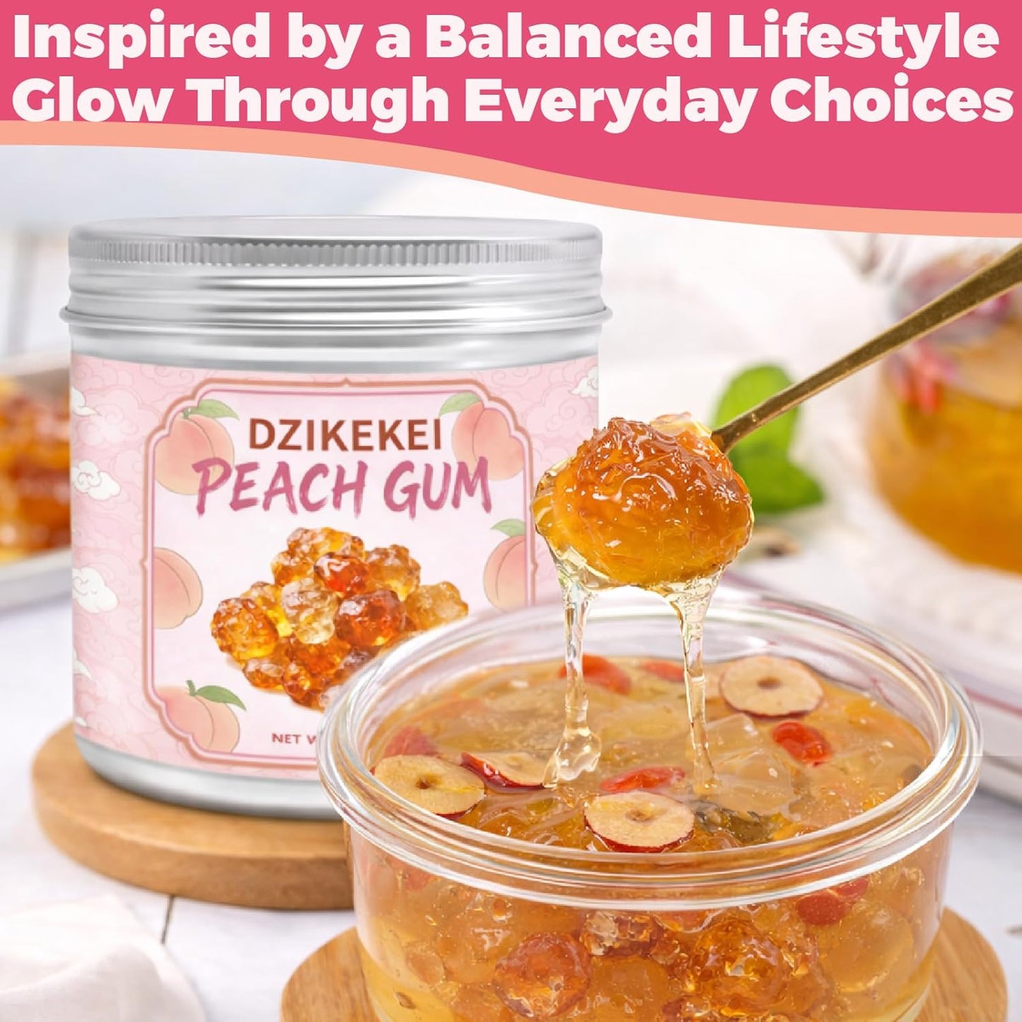 Chicle Yunnan Wild Peach de 9 oz, resina natural de melocotón seco para postres y bebidas