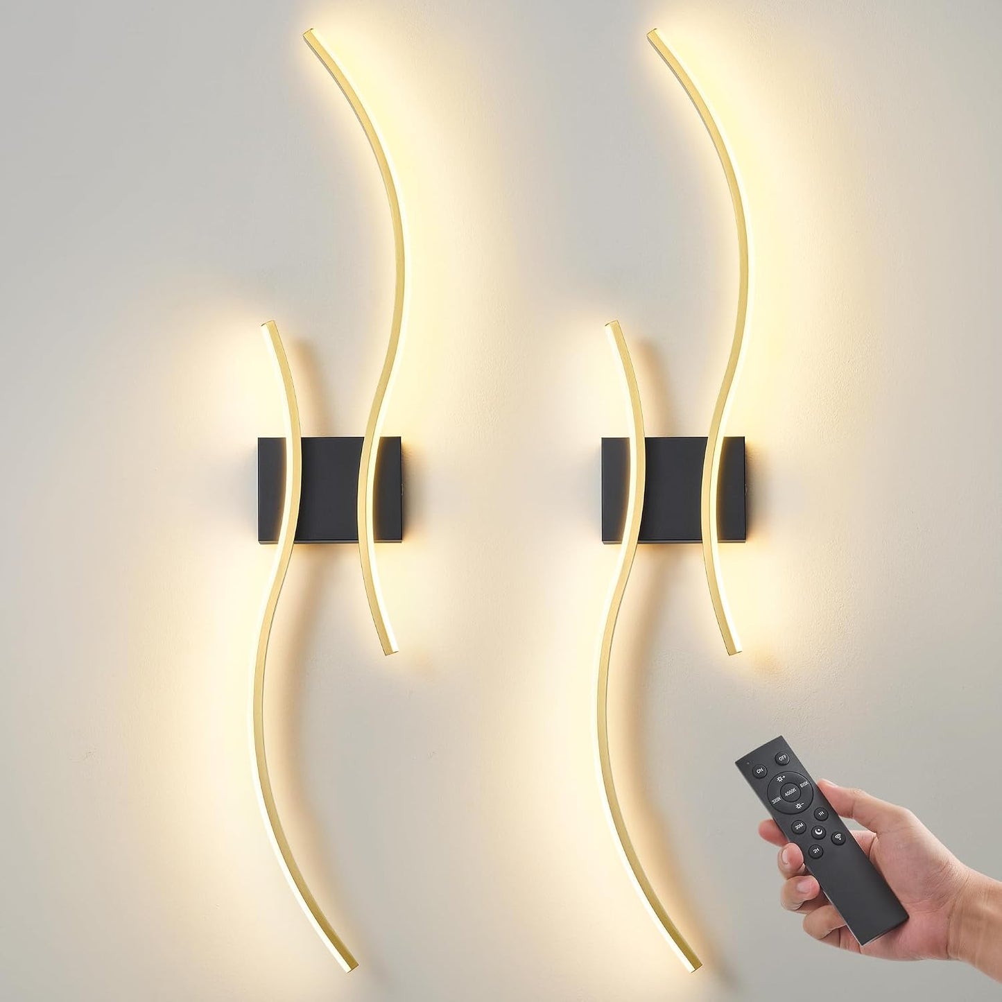 2 Apliques Pared LED Recargables Con Control Remoto